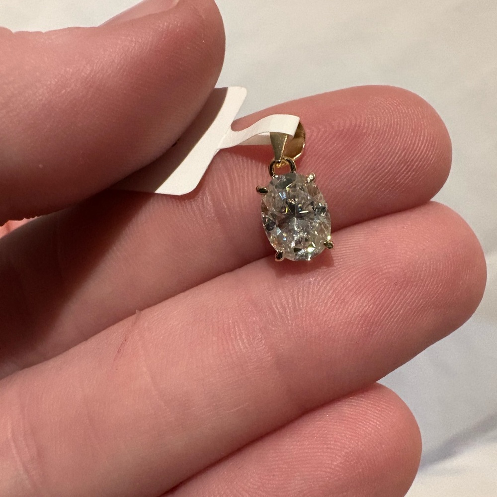 Gold Over 925 sterling silver –Moissanite –Oval cut – Solitaire pendant – 1.5 CT